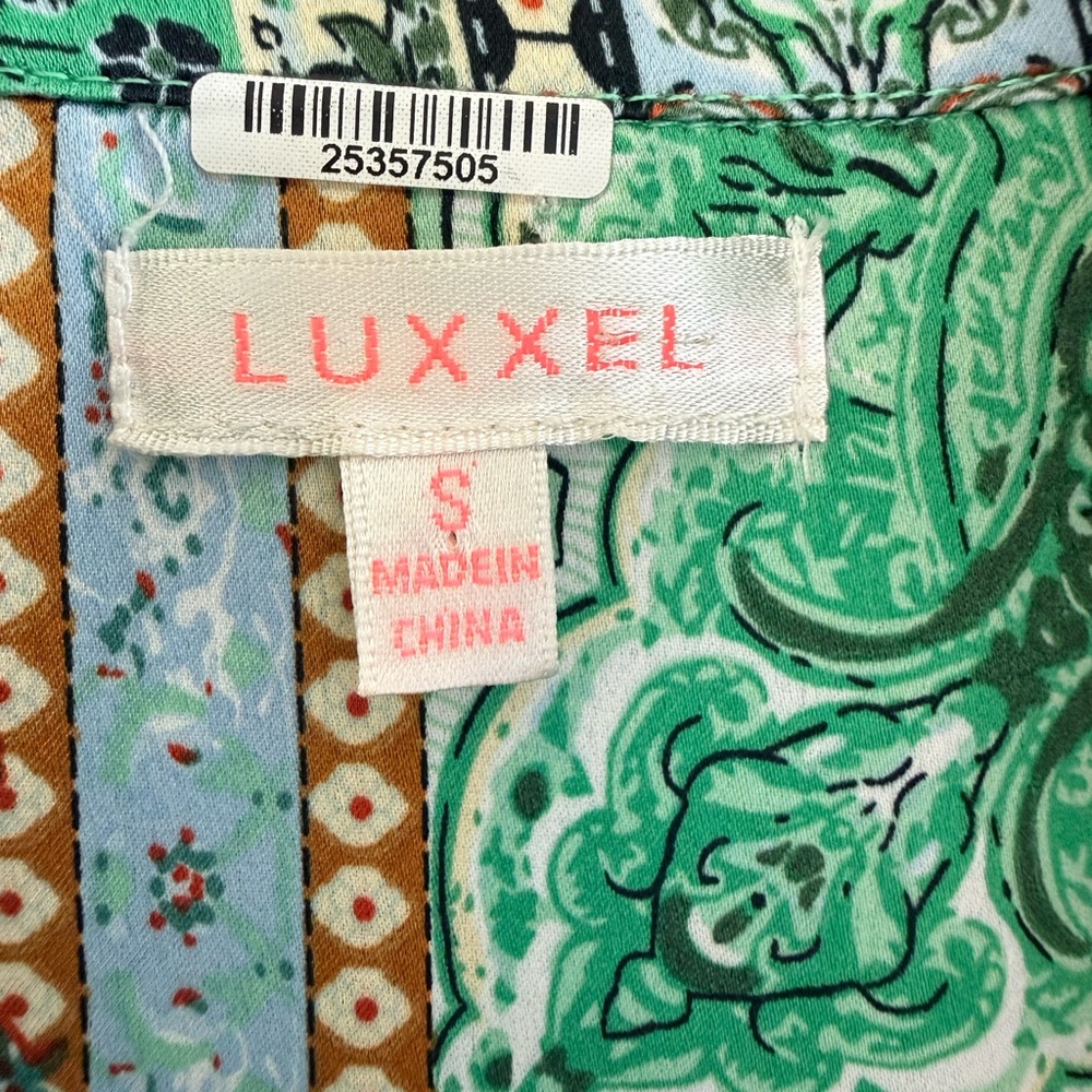 Luxxel Green and Blue Paisley Mini Dress Size S - Picture 7 of 12